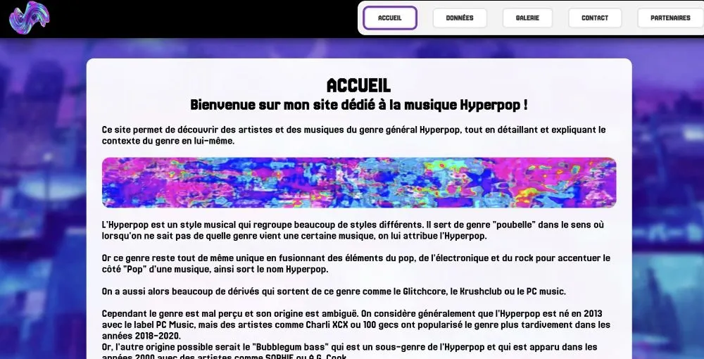 Image du projet SAE105 — Production d'un site Web sur l'Hyperpop